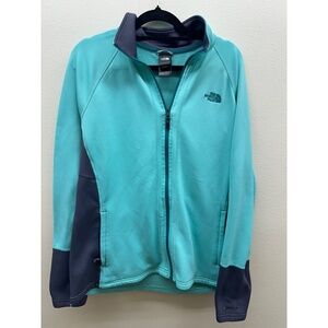 The North Face FlashDry Full Zip Fleece Jacket Women’s Large Teal Navy Athletic